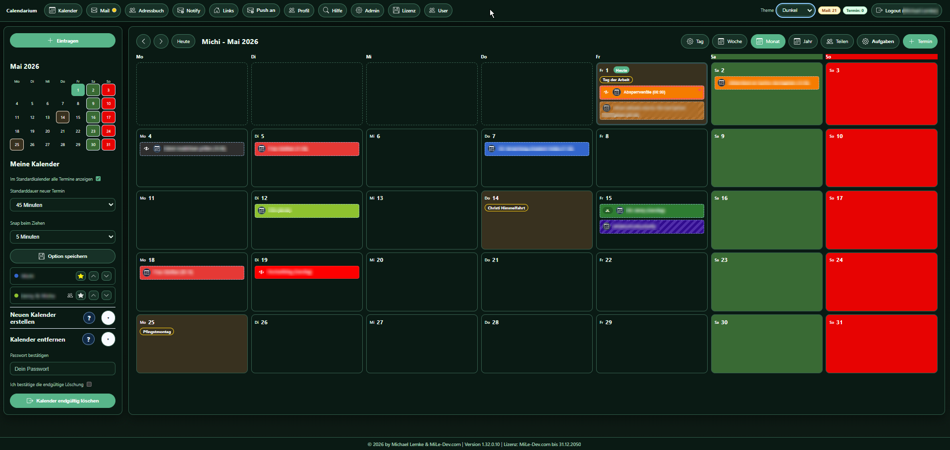 Kalenderbereich von Calendarium